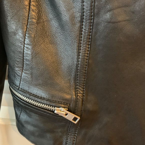 AllSaints Women's Black Bales Leather Biker Jacket - Picture 5 of 8